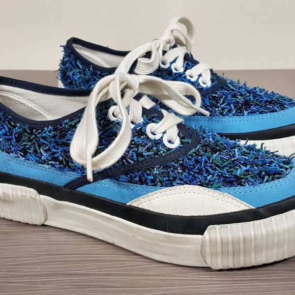 Julien David Platform Sneaker Blue & Teal Textile Womens Size 6 & 10 - Picture 2 of 6